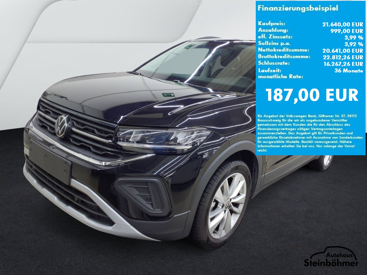VW T-Cross GOAL 1.0TSI LED NAV ACC SHZ AppCon Bluetooth Navi Klima Einparkhilfe el. Fenster