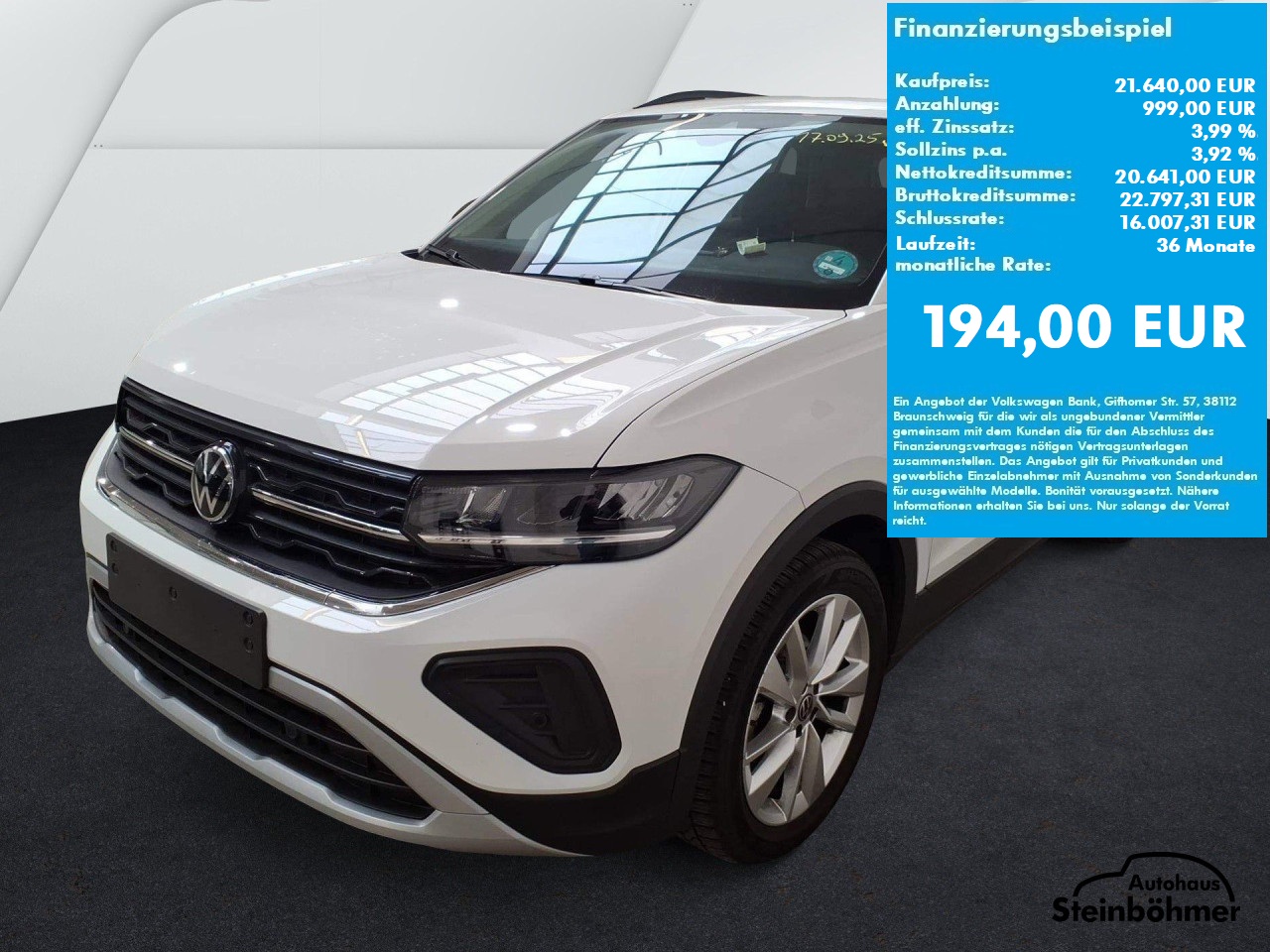VW T-Cross GOAL 1.0TSI LED NAV ACC SHZ AppCon Bluetooth Navi Klima Einparkhilfe el. Fenster